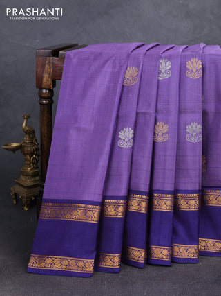 Violet & Navy Blue Uppada Silk Saree - Buttas