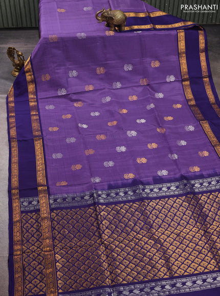 Violet & Navy Blue Uppada Silk Saree - Buttas