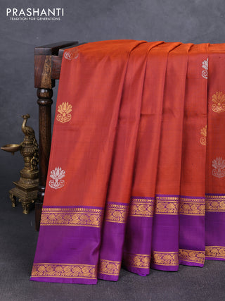 Rust & Violet  Uppada Silk Sareen - Buttas