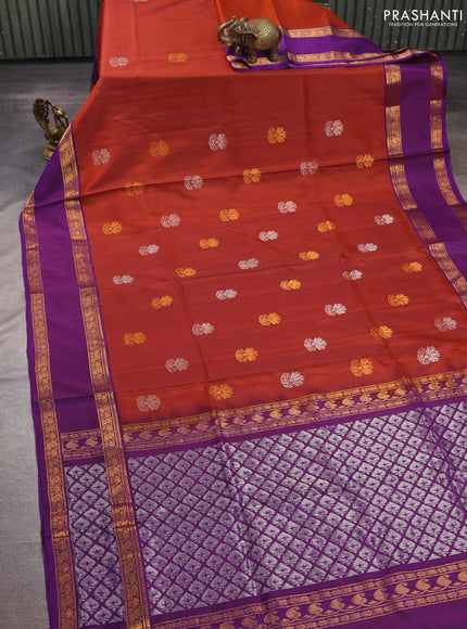 Rust & Violet  Uppada Silk Sareen - Buttas