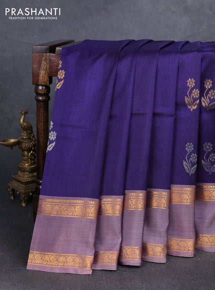 Violet & Rosy Brown Uppada Silk Saree - Buttas