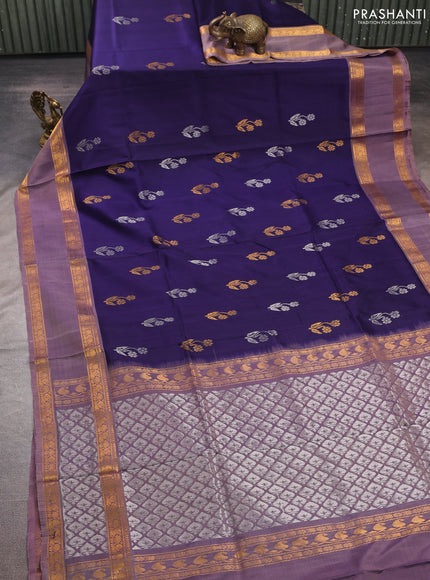 Violet & Rosy Brown Uppada Silk Saree - Buttas
