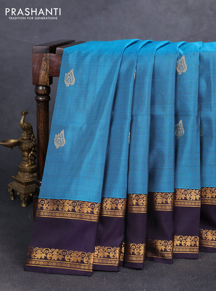 Peacock green & Jamun Uppada Silk Saree - Buttas