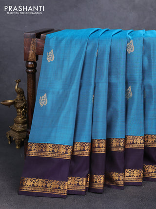 Peacock green & Jamun Uppada Silk Saree - Buttas