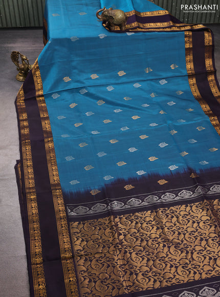 Peacock green & Jamun Uppada Silk Saree - Buttas