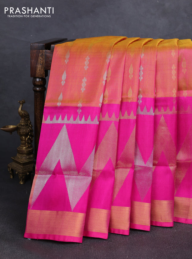 Pink  Uppada Silk Saree - Buttas