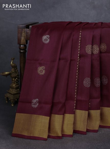 Maroon  Uppada Silk Saree -Buttas