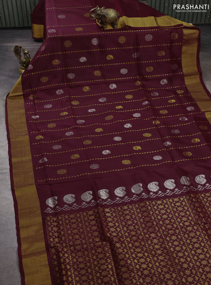 Maroon  Uppada Silk Saree -Buttas