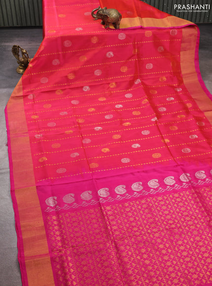 Pink  Uppada Silk Saree - Buttas