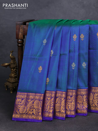 Blue & Violet  Uppada Silk Saree - Buttas