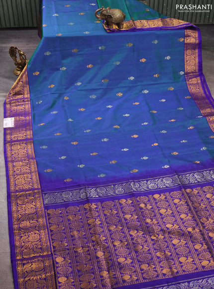 Blue & Violet  Uppada Silk Saree - Buttas