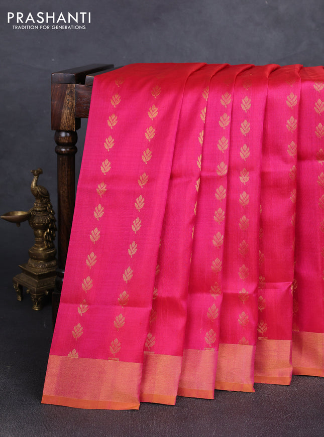 Pink & Mustard yellow  Uppada Silk Saree - Buttas