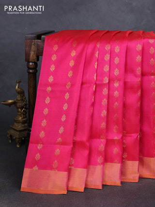 Pink & Mustard yellow  Uppada Silk Saree - Buttas