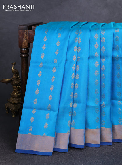 Cs Blue & Navy Blue  Uppada Silk Saree - Buttas