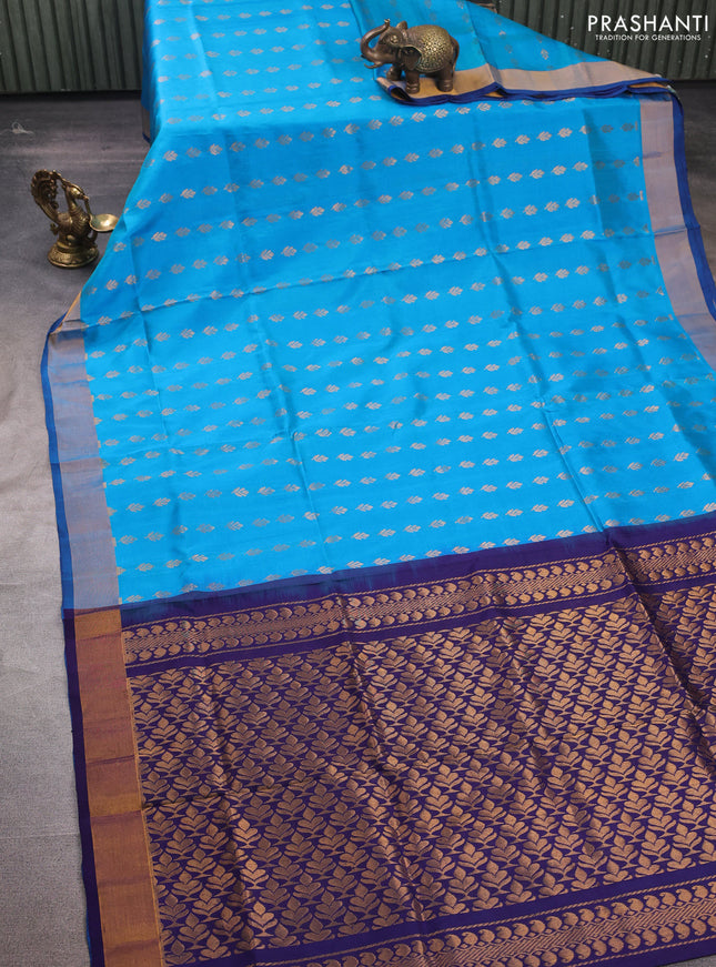Cs Blue & Navy Blue  Uppada Silk Saree - Buttas