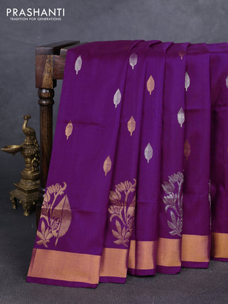 Purple  Uppada Silk Saree - Buttas