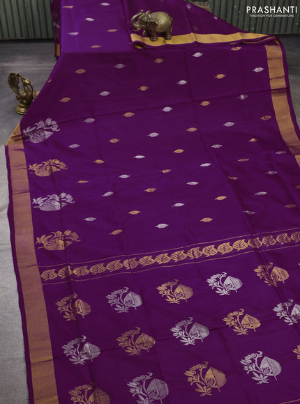 Purple  Uppada Silk Saree - Buttas