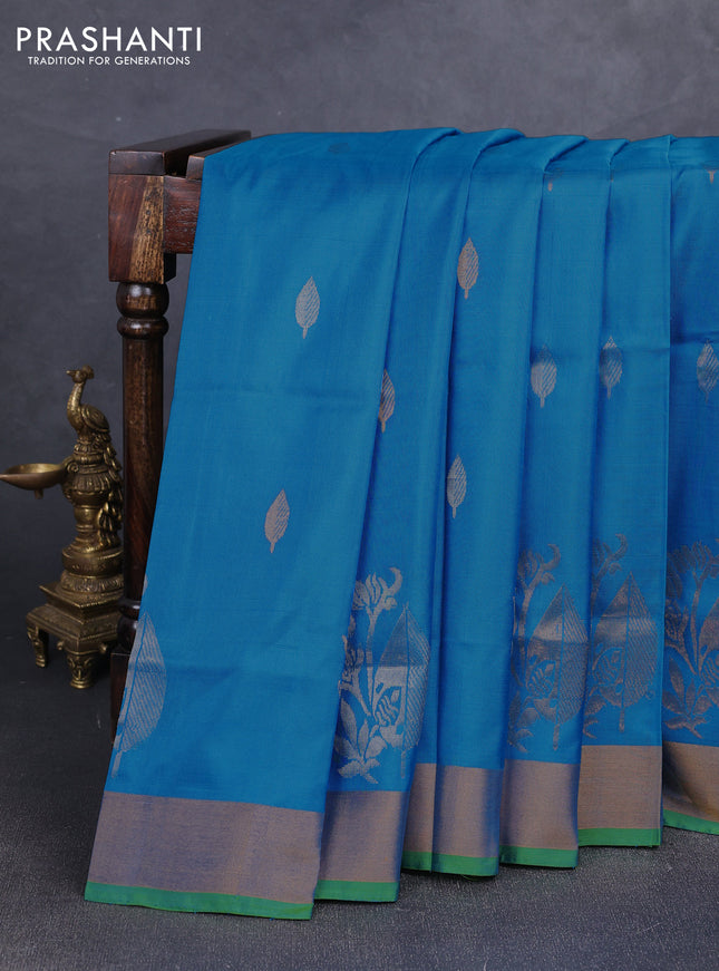 Cs Blue & Green  Uppada Silk Saree - Buttas