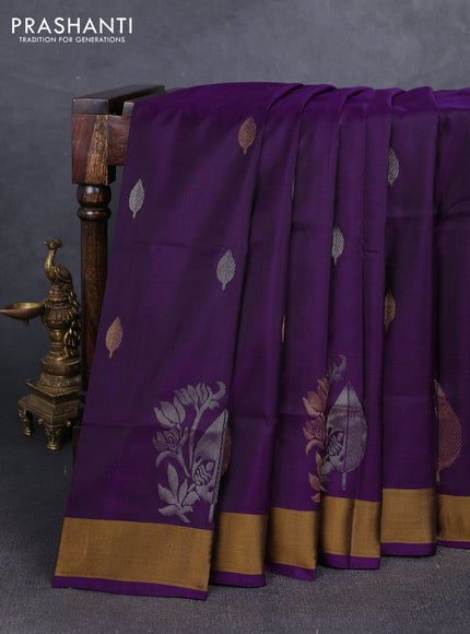 Purple  Uppada Silk Saree - Buttas