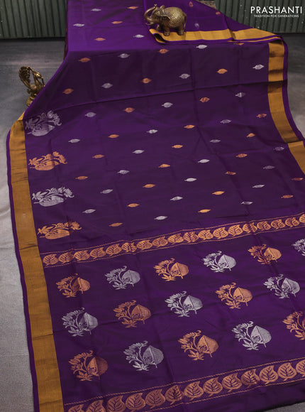 Purple  Uppada Silk Saree - Buttas