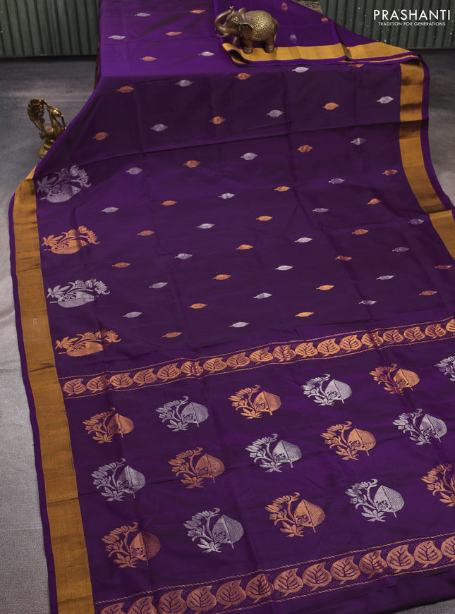 Purple  Uppada Silk Saree - Buttas