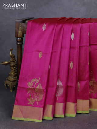Pink & Green  Uppada Silk Saree - Buttas
