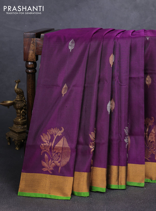 Wine  Uppada Silk Saree - Buttas
