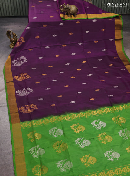 Wine  Uppada Silk Saree - Buttas