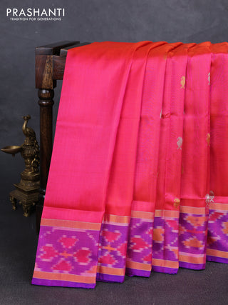Pink & Purple Uppada Silk Saree - Buttas