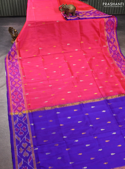 Pink & Purple Uppada Silk Saree - Buttas