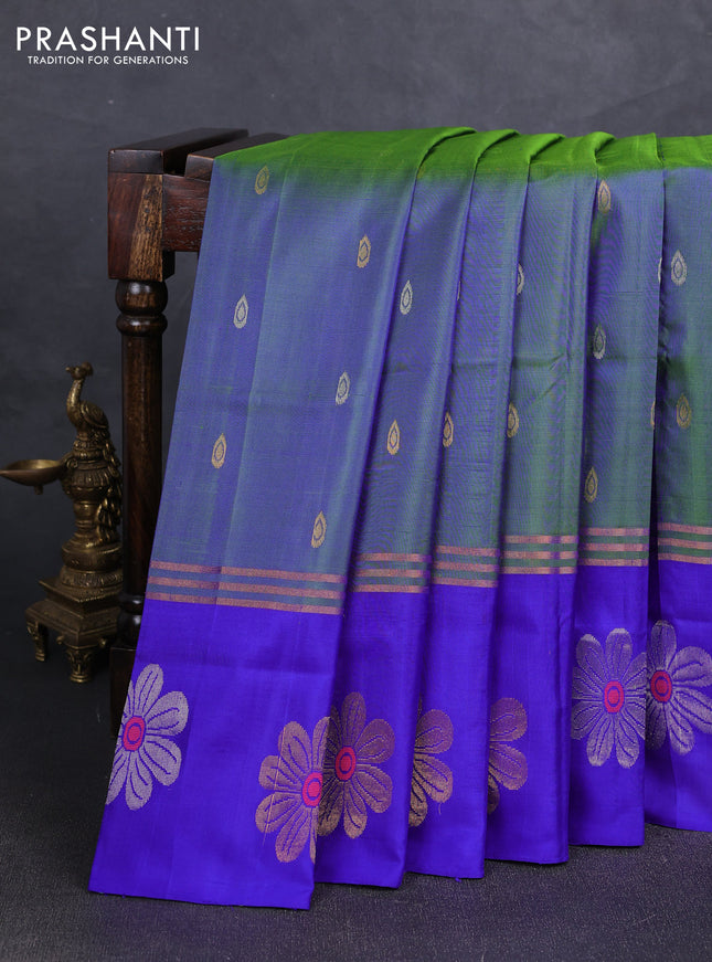 Blue & Royal Blue Uppada Silk Saree - Buttas