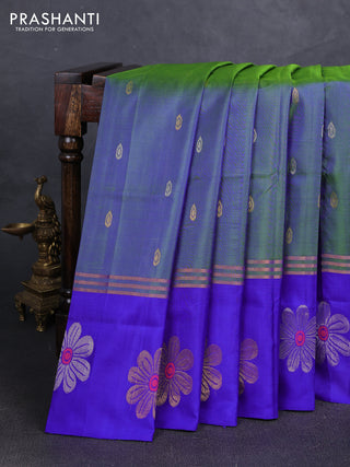 Blue & Royal Blue Uppada Silk Saree - Buttas