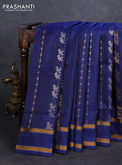 Navy Blue Uppada Silk Saree - Buttas