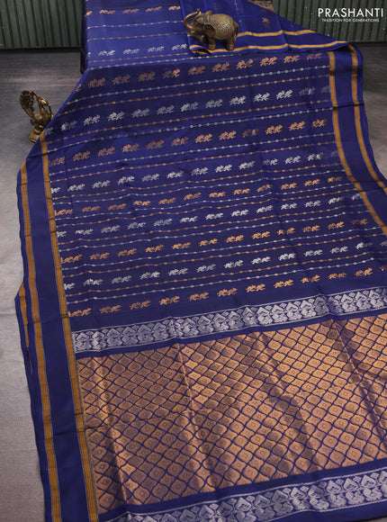 Navy Blue Uppada Silk Saree - Buttas