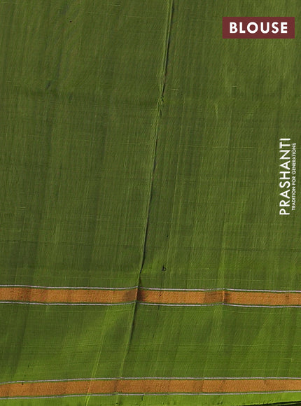 Brown & green Uppada Silk Saree - Zari Weaves
