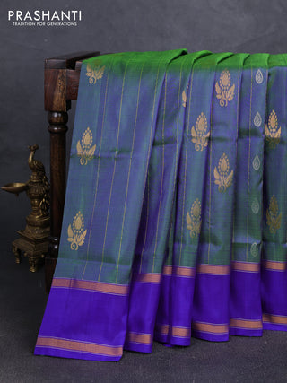 Blue & Royal Blue Uppada Silk Saree - Zari Weaves