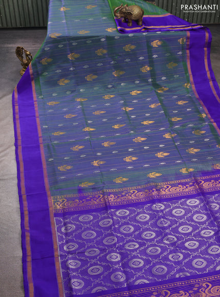 Blue & Royal Blue Uppada Silk Saree - Zari Weaves