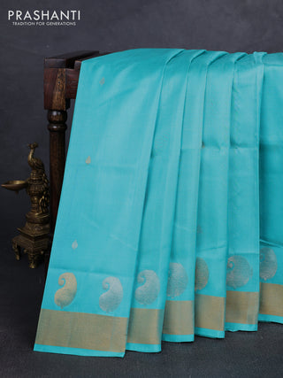 Teal Green  Uppada Silk Saree - Buttas