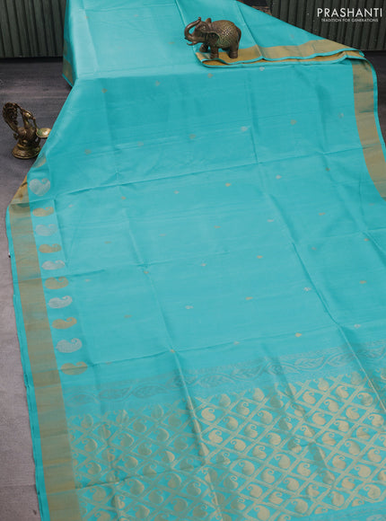 Teal Green  Uppada Silk Saree - Buttas