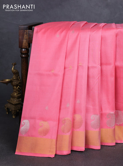 Peach Pink  Uppada Silk Saree - Buttas