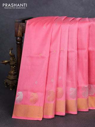 Peach Pink  Uppada Silk Saree - Buttas