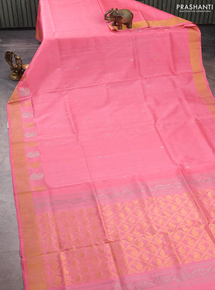 Peach Pink  Uppada Silk Saree - Buttas