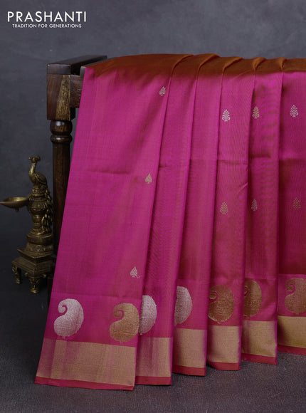 Pink  Uppada Silk Saree -  Buttas