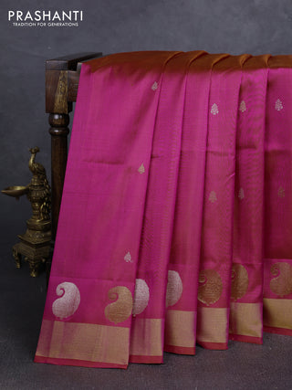 Pink  Uppada Silk Saree -  Buttas