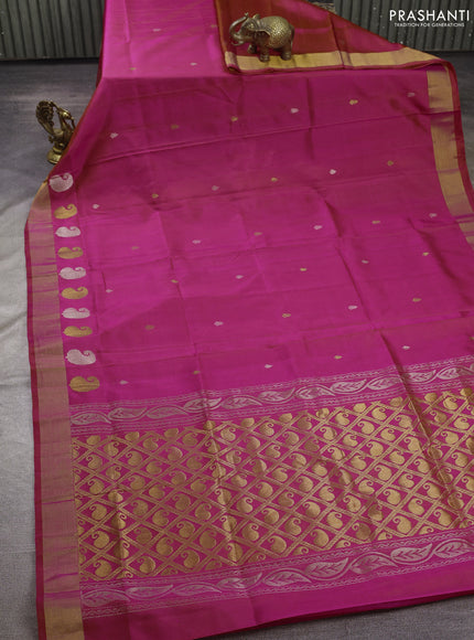 Pink  Uppada Silk Saree -  Buttas
