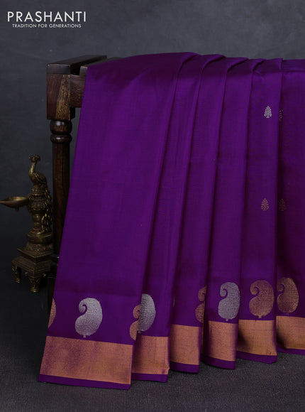 Purple  Uppada Silk Saree -  Buttas