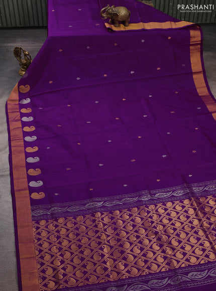 Purple  Uppada Silk Saree -  Buttas