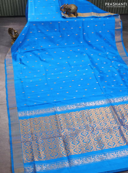 Cs Blue  Uppada Silk Saree - Paisley  Buttas