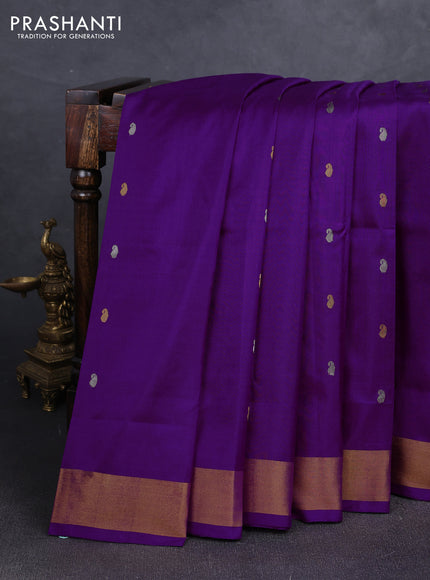 Purple  Uppada Silk Saree Paisley Buttas