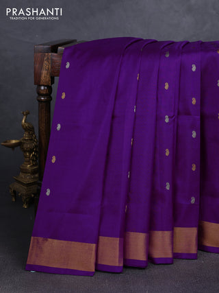 Purple  Uppada Silk Saree Paisley Buttas